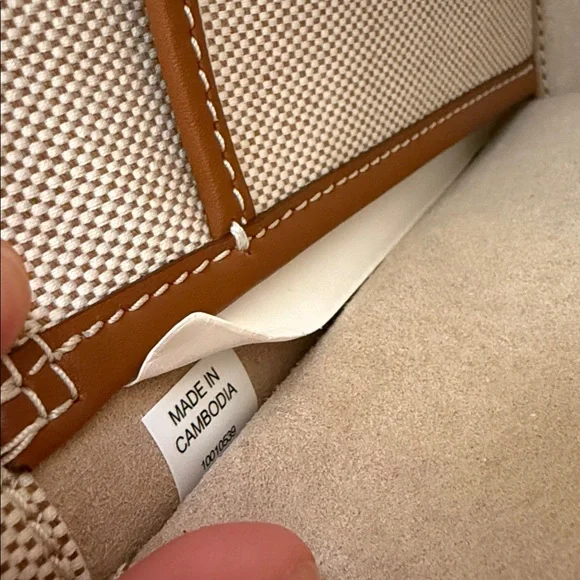 Tory Burch blake canvas Tan and Cream tote bag with brown strap - Picture 6 of 9